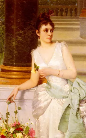Portrait Of A Lady With A Green Satin Sash painting by Franz Leo Ruben