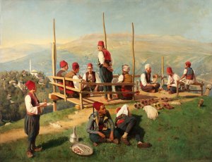 Turkisches Kaffeehaus in Sarajevo Oil painting by Franz Leo Ruben