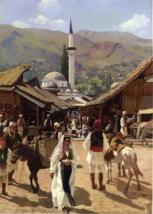 View of Bascarsija, Sarajevo 2 by Franz Leo Ruben - Oil Painting Reproduction