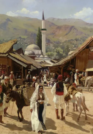 View of Bascarsija Sarajevo by Franz Leo Ruben Oil Painting
