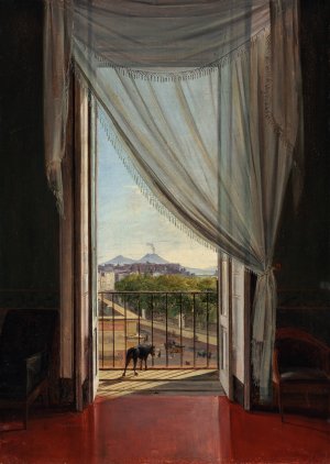 A View of Naples through a Window by Franz Ludwig Catel Oil Painting
