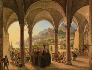 Blick auf Amalfi aus der Vorhalle des Doms by Franz Ludwig Catel Oil Painting
