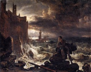 Night Piece from the Closing Scene of 'Rene' by Chateaubriand by Franz Ludwig Catel Oil Painting