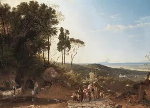 View of Ariccia with the Sea in the Background by Franz Ludwig Catel - Oil Painting Reproduction