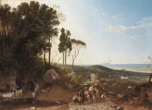 View of Ariccia with the Sea in the Background Oil painting by Franz Ludwig Catel