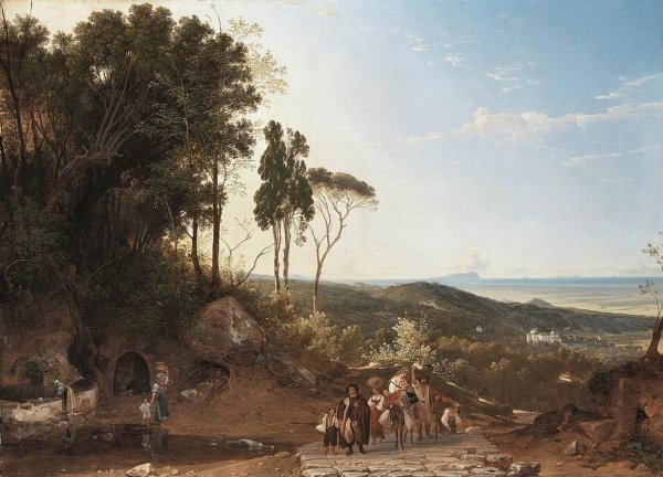 Main Product Photo of View of Ariccia with the Sea in the Background Painting by Franz Ludwig Catel