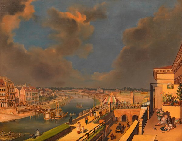 Bau der Ferdinandsbrucke uber den Donaukanal  by Franz Maleck Von Werthenfels - Hand-Painted Oil Painting Reproduction