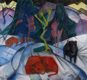 A Bison in Winter by Franz Marc Oil Painting