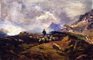 Alpine Landscape with Flock of Sheep by Franz Marc Oil Painting