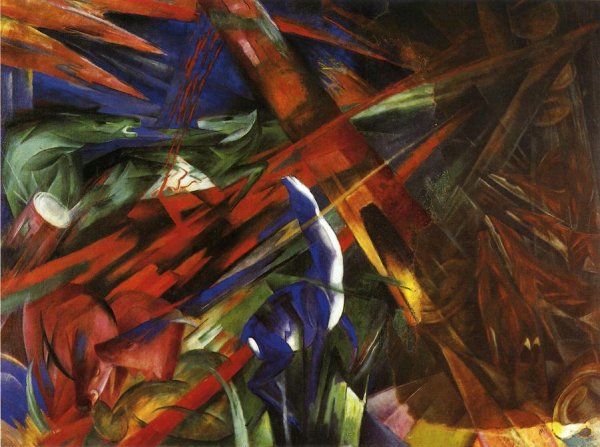 Main Product Photo of Animal Destinies also known as The Trees Show their Rings, Animals their Veins Painting by Franz Marc