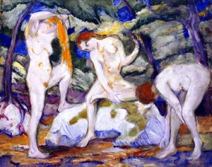 Bathing Women by Franz Marc - Oil Painting Reproduction