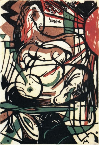 Main Product Photo of Birth of the Horses Painting by Franz Marc