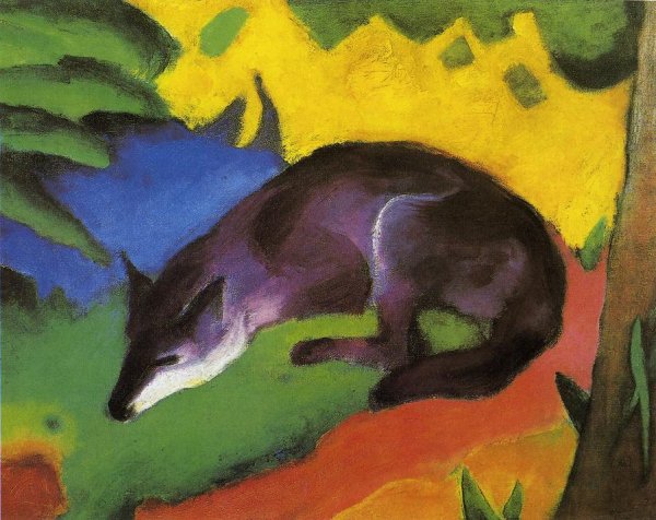 Main Product Photo of Blue-Black Fox Painting by Franz Marc