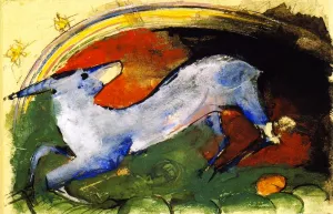 Bluish Fabulous Beast Oil painting by Franz Marc