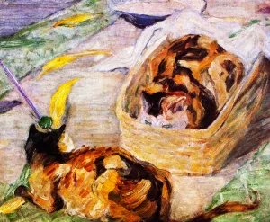 Cat Basket also known as Study of Cats III by Franz Marc - Oil Painting Reproduction