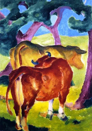 Cows under Trees by Franz Marc Oil Painting
