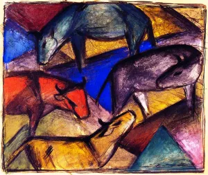 Cows by Franz Marc Oil Painting
