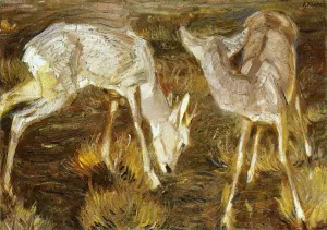 Deer at Dusk Oil painting by Franz Marc