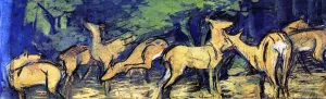 Deer at the Edge of Forest by Franz Marc Oil Painting