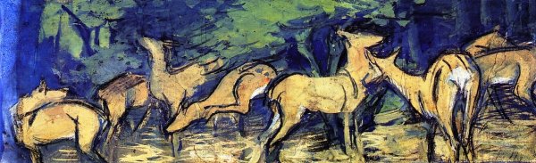 Main Product Photo of Deer at the Edge of Forest Painting by Franz Marc