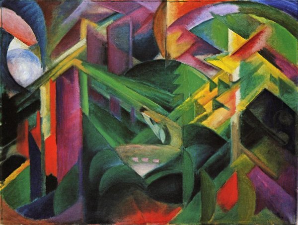 Main Product Photo of Deer in a Monastery Garden Painting by Franz Marc