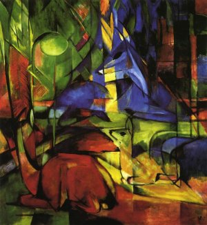 Deer in the Forest II by Franz Marc Oil Painting