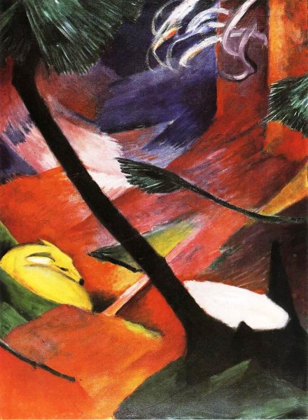 Main Product Photo of Deer in the Forest II Painting by Franz Marc