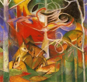 Deer in the Forest by Franz Marc - Oil Painting Reproduction