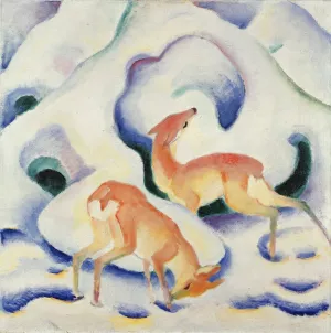 Deer in the Snow by Franz Marc Oil Painting