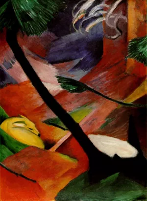 Deer in the Woods II Oil painting by Franz Marc