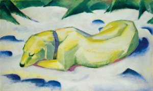 Dog Lying in the Snow by Franz Marc Oil Painting