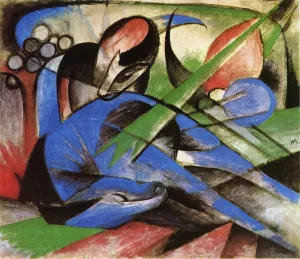Dreaming Horses painting by Franz Marc