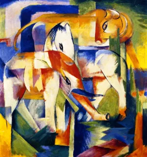 Elephant, Horse, Cattle painting by Franz Marc
