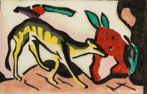 Fabeltier  by Franz Marc - Hand-Painted Oil Painting Reproduction