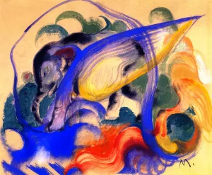 Fabulous Beast also known as Grey Elephant by Franz Marc Oil Painting