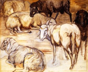 Flock of Sheep II by Franz Marc Oil Painting