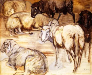 Flock of Sheep II by Franz Marc Oil Painting