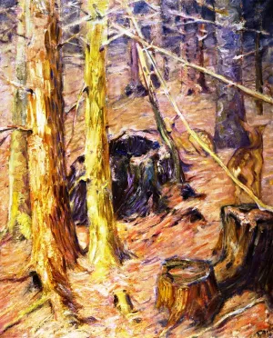 Forest Interior with Deer by Franz Marc - Oil Painting Reproduction