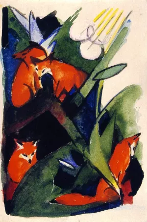 Four Foxes by Franz Marc - Oil Painting Reproduction