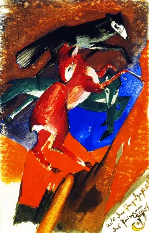 From the Hunting Fields of Prince Jussuff by Franz Marc Oil Painting