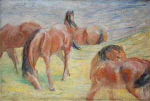 Grazing Horses I by Franz Marc Oil Painting