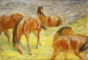 Grazing Horses Oil painting by Franz Marc