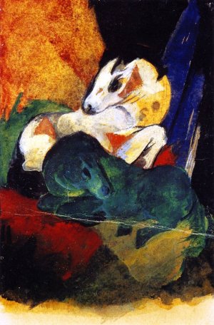 Green and White Horse by Franz Marc Oil Painting