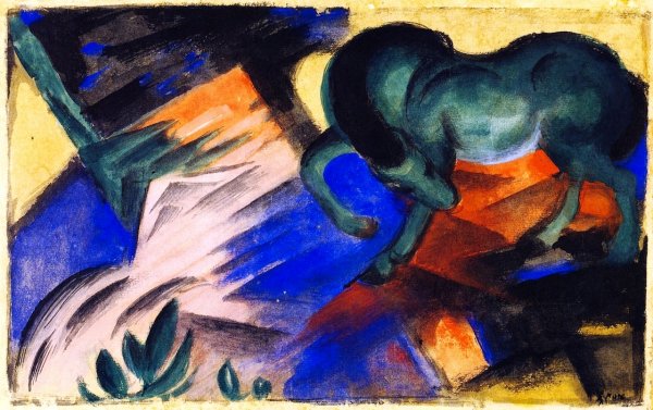 Main Product Photo of Green House Painting by Franz Marc