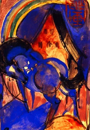 Horse and House with Rainbow II Oil painting by Franz Marc