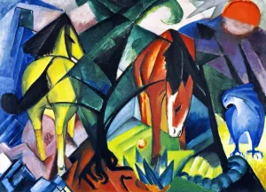 Horses and Eagle Oil painting by Franz Marc