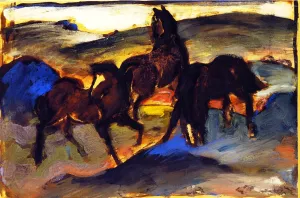 Horses in a Pasture II by Franz Marc Oil Painting