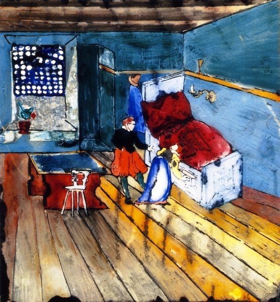 Main Product Photo of Interior with Man and Woman in Old German Costume Painting by Franz Marc