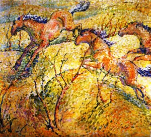 Jumping Horses by Franz Marc Oil Painting