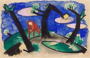 Landscape with a Red Animal by Franz Marc Oil Painting
